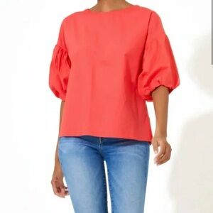 Oliphant coral puff sleeve blouse NWT size large